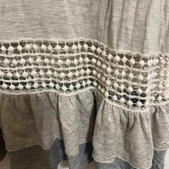 Ladies Beige Tunic with Gray Ruffle on bottom - Picture 2 of 3